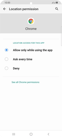 Press the required setting.