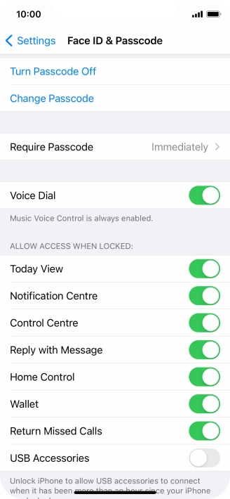 Press Turn Passcode Off and key in the phone lock code.