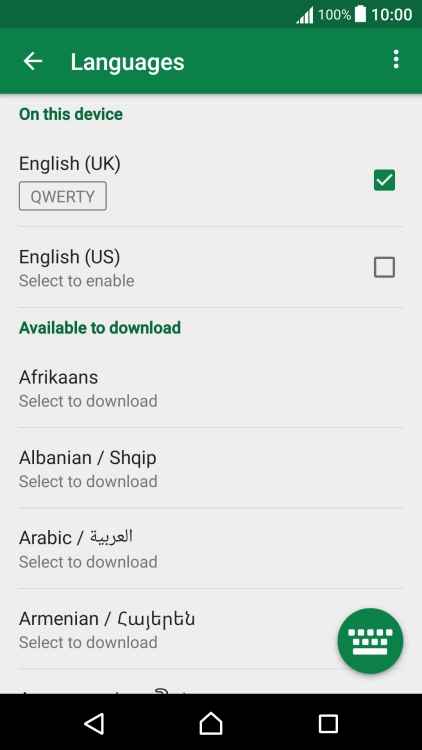 Press the field next to the required language to add it as a writing language.
