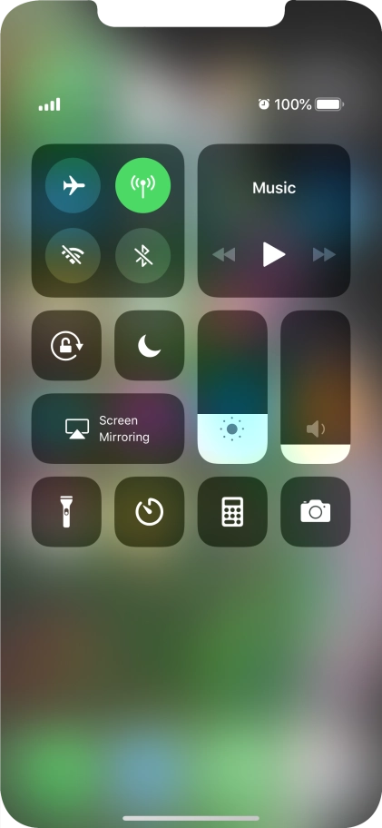 Press the flight mode icon to turn the function on or off.