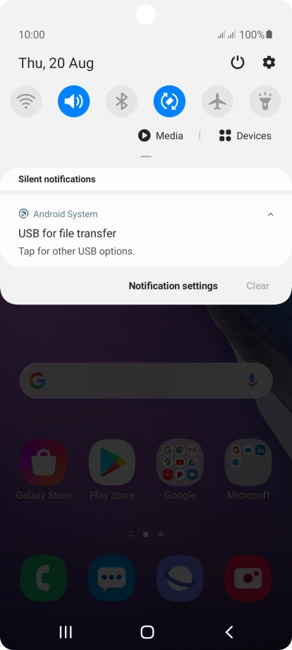 Press Tap for other USB options..
