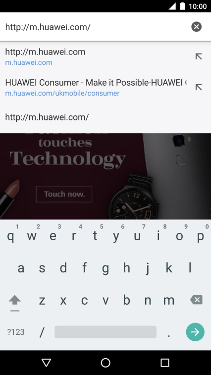 Key in the address of the required web page and press arrow right.