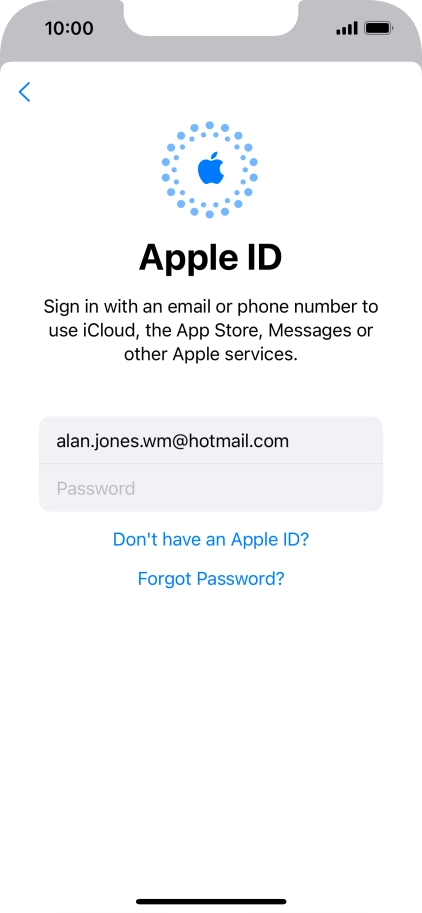 Press Password and key in the password for your Apple ID.