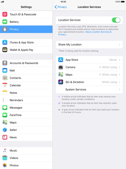 Press the required application.