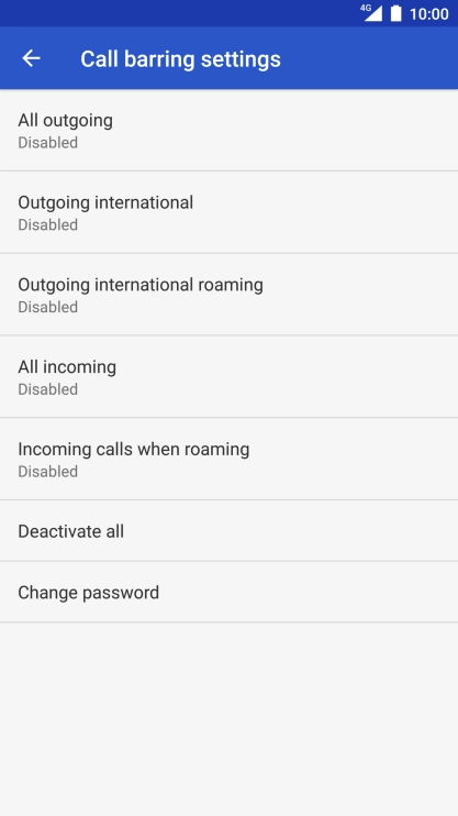 Press the required barring type.