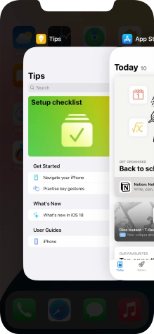 Slide upwards on the required application to end it.