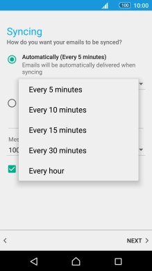 Press the required setting.