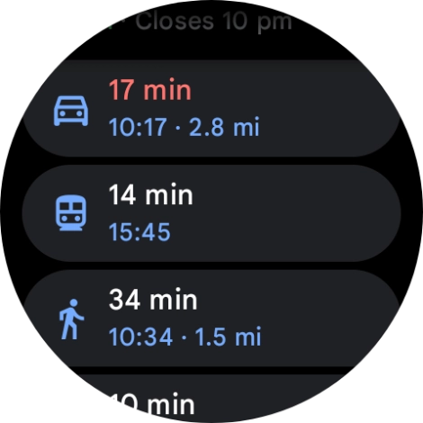 Press the required mode of transportation.