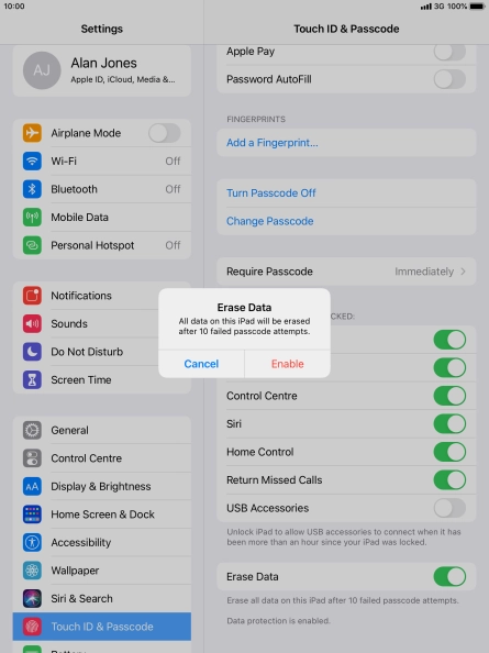 If you turn on the function, press Enable.