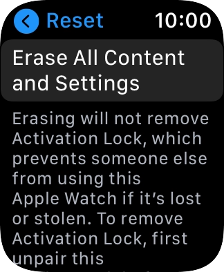 Press Erase All Content and Settings.