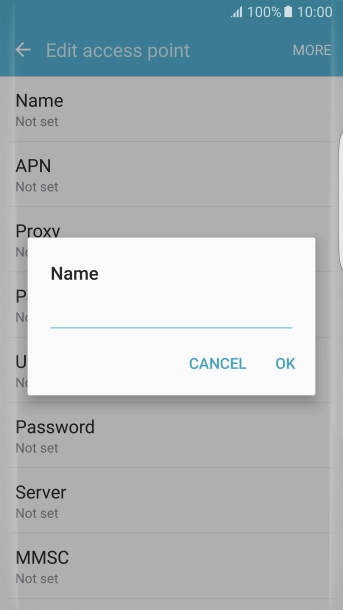 Key in Vodafone Internet and press OK.