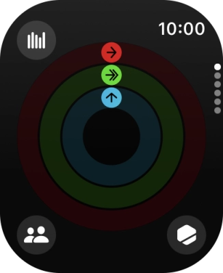 The screen will tell you how far you are from completing your daily activity goals. When the coloured rings are closed, you've reached the goals of your daily activity.