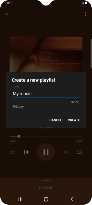 Key in a name for the playlist and press CREATE.