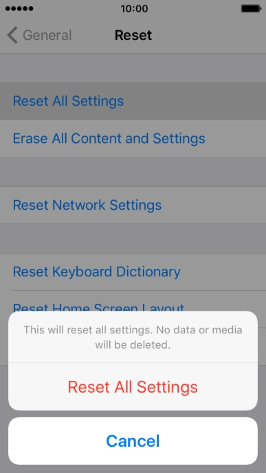 Press Reset All Settings.