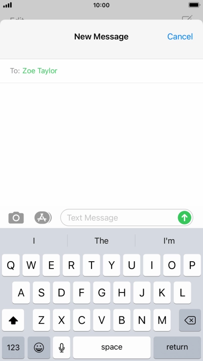 Press the text input field and write the text for your picture message.