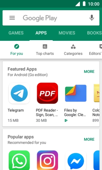 Press the search field.