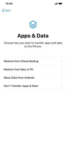 You can restore content from an iCloud backup when your phone is activated for the first time and after a factory reset. When this screen is displayed, your phone is ready to restore content from an iCloud backup.