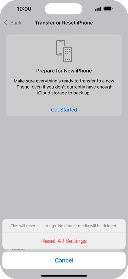 Press Reset All Settings.