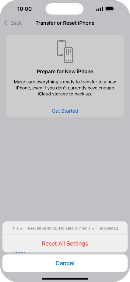 Press Reset All Settings.
