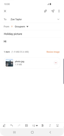 Press the send icon when you've finished your email message.