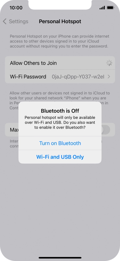If Wi-Fi is turned on, press Wi-Fi and USB Only.