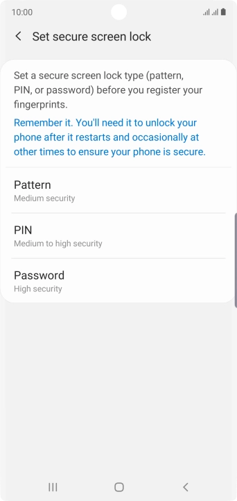 Press the required phone lock code and follow the instructions on the screen to create an additional phone lock code.