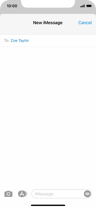 If the recipient can receive iMessages, iMessage is displayed in the text input field.