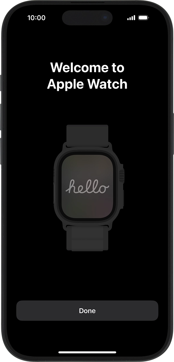 On your phone: Wait a moment while the activation of your Apple Watch is completed and press Done.