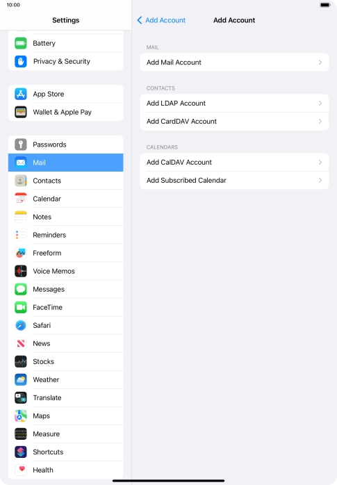 Press Add Mail Account.