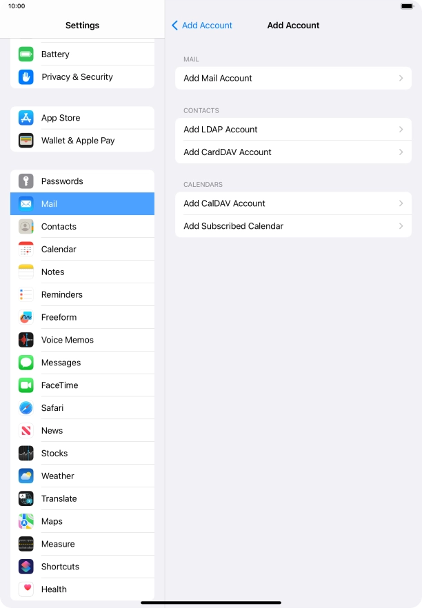 Press Add Mail Account.