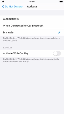 Press the required setting.