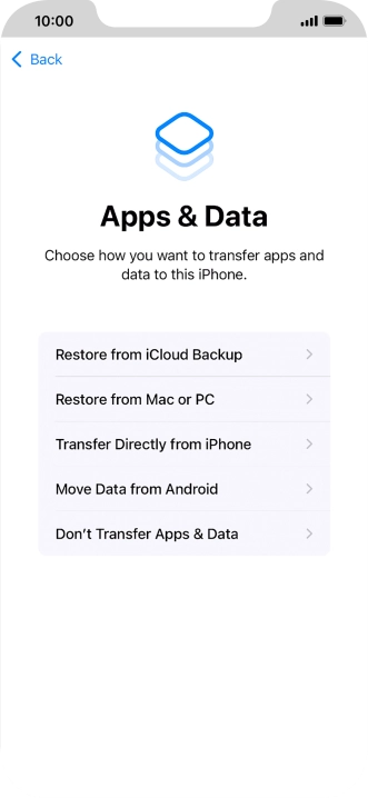 You can transfer content from an Android phone when your phone is activated for the first time and after a factory reset. When this screen is displayed, your phone is ready to transfer content from an Android phone.