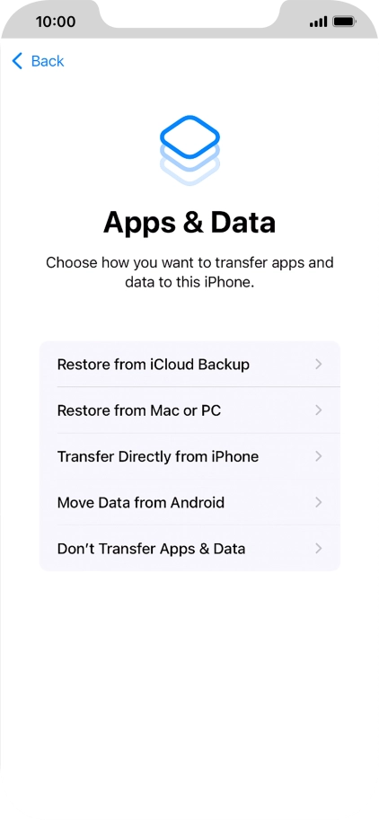 You can transfer content from an Android phone when your phone is activated for the first time and after a factory reset. When this screen is displayed, your phone is ready to transfer content from an Android phone.