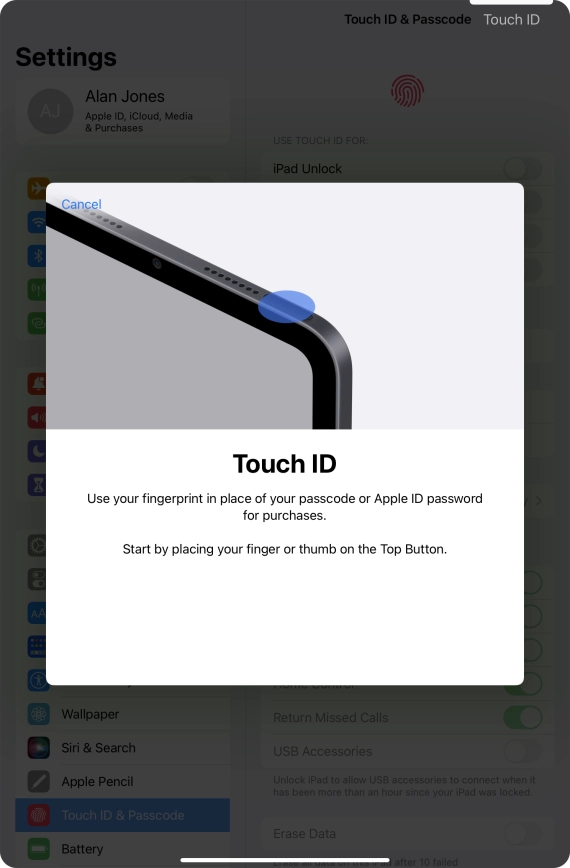 Follow the instructions on the screen to add your fingerprint. If you haven't previously selected a lock code, key in a code of your own choice twice.