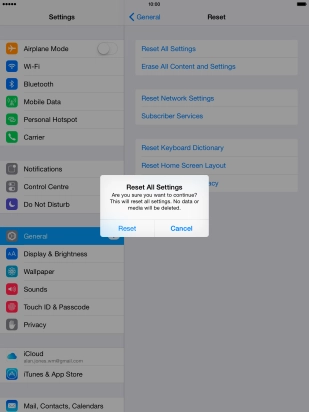 Press Reset. Wait a moment while the factory default settings are restored. 
Follow the instructions on the screen to set up your tablet and prepare it for use.