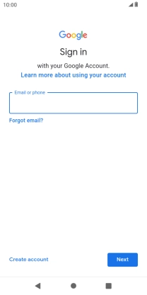 If you don't have a Google account, press Create account and follow the instructions on the screen to create an account.