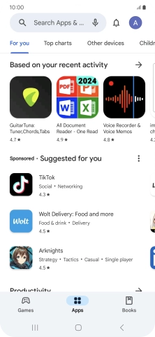 Press the search field.