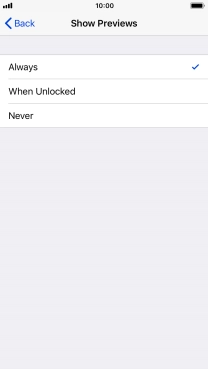 To select notification preview on the lock screen, press Always.