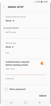 If you turn on SMTP authentication, press the field below 