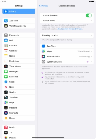 Press the required application.