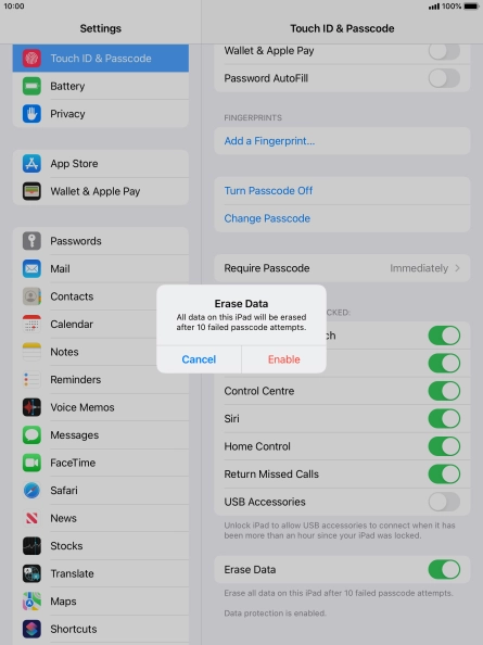 If you turn on the function, press Enable.