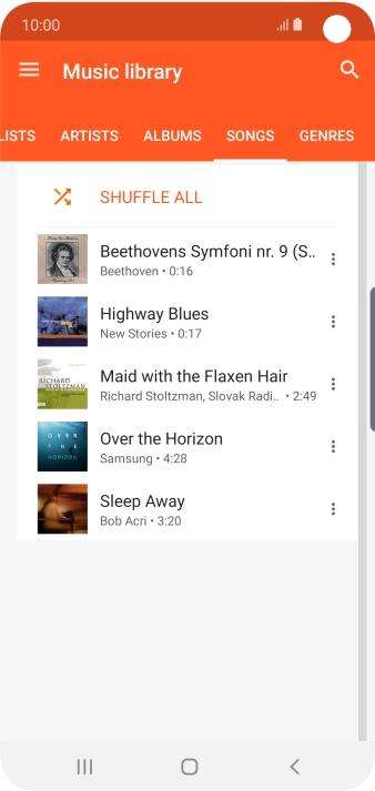 Press the required audio file.