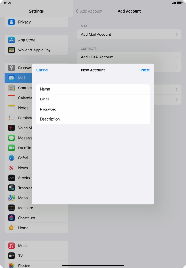 Press Description and key in the required name.