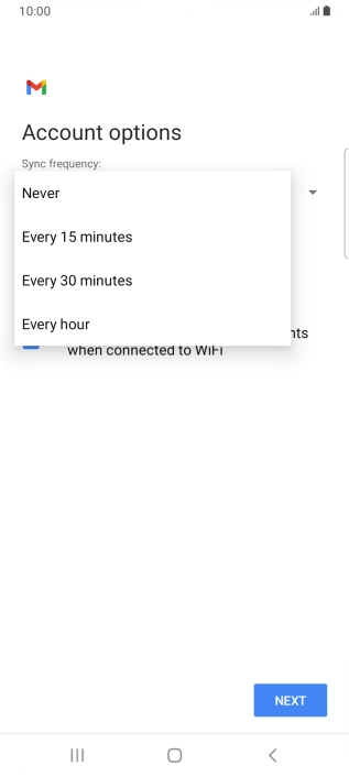 Press the required setting.