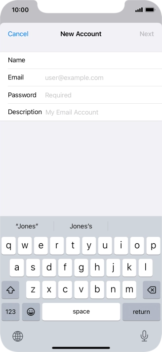 Press Email and key in your email address.