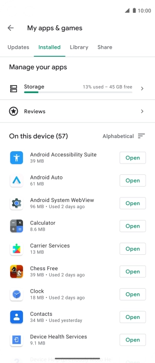 Press the required app.