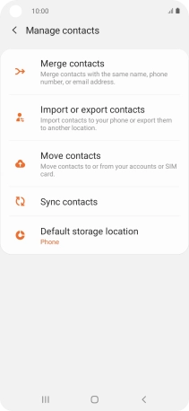 Press Import or export contacts.