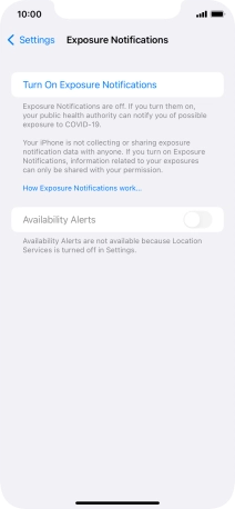 Press Turn On Exposure Notifications.