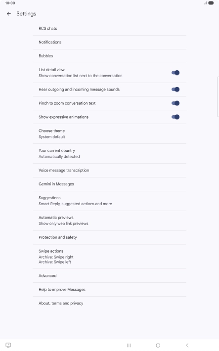 Press Gemini in Messages.