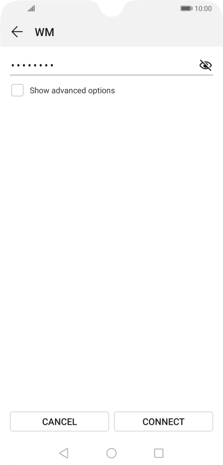 Key in the password for the Wi-Fi network and press CONNECT.